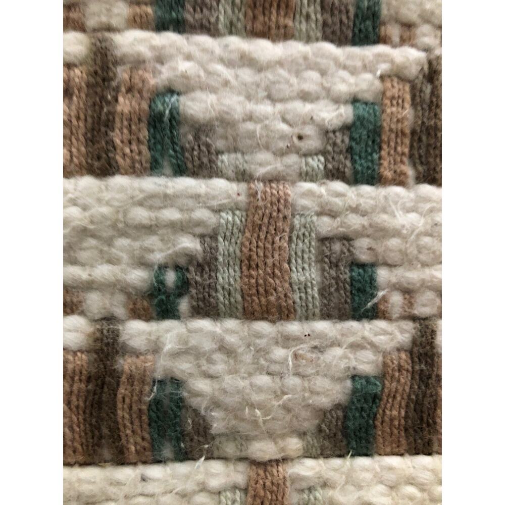 Flat Handwoven Rug Cotton Neutral Memphis Fossil India Dhurrie 19x33" Vintage - Picture 4 of 10